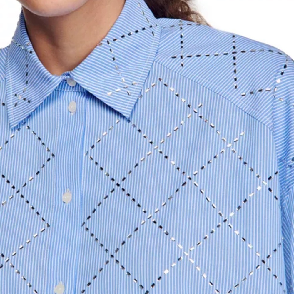 SANDRO janeiro oversized shirt with rhinestones - Picture 3 of 6